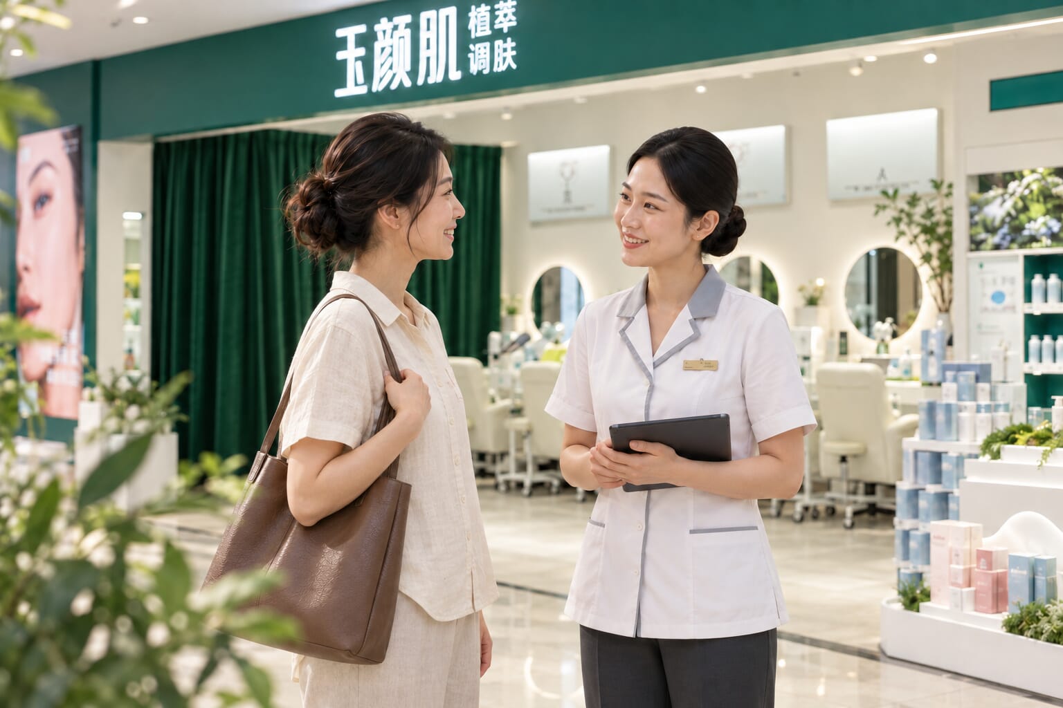 玉颜肌门店入口与护理空间